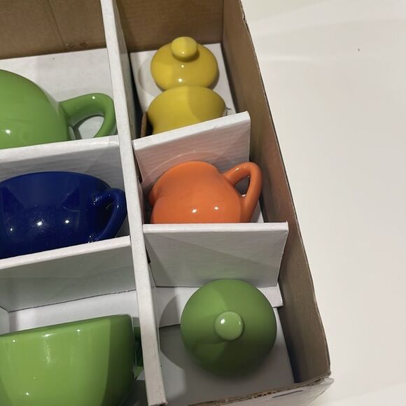 Schylling Retro Fiesta Style Childs Ceramic China Tea Set - Picture 10 of 15